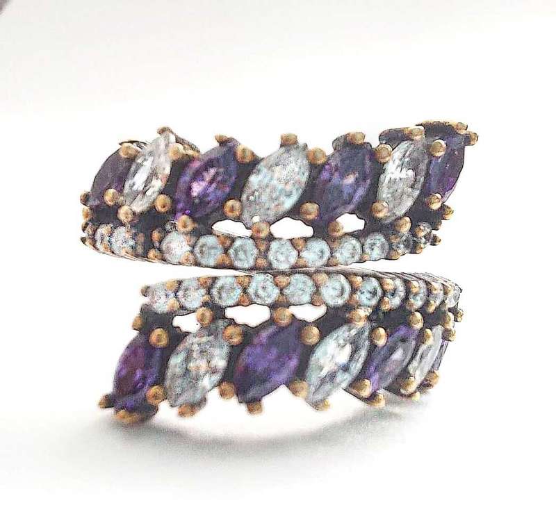 Authentic Turkish Ring with Amethysts and Topaz