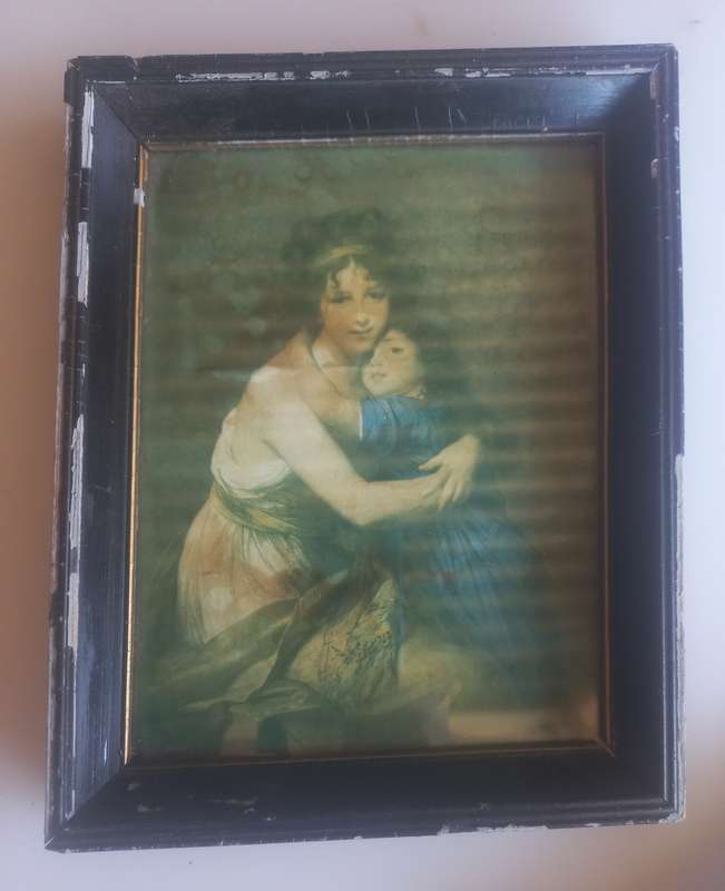 Vintage Artist and daughter print framed by Haigh & Sons