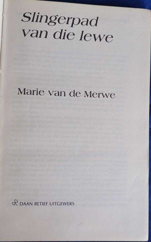 Slingerpad van die lewe deur Marie van de Merwe
