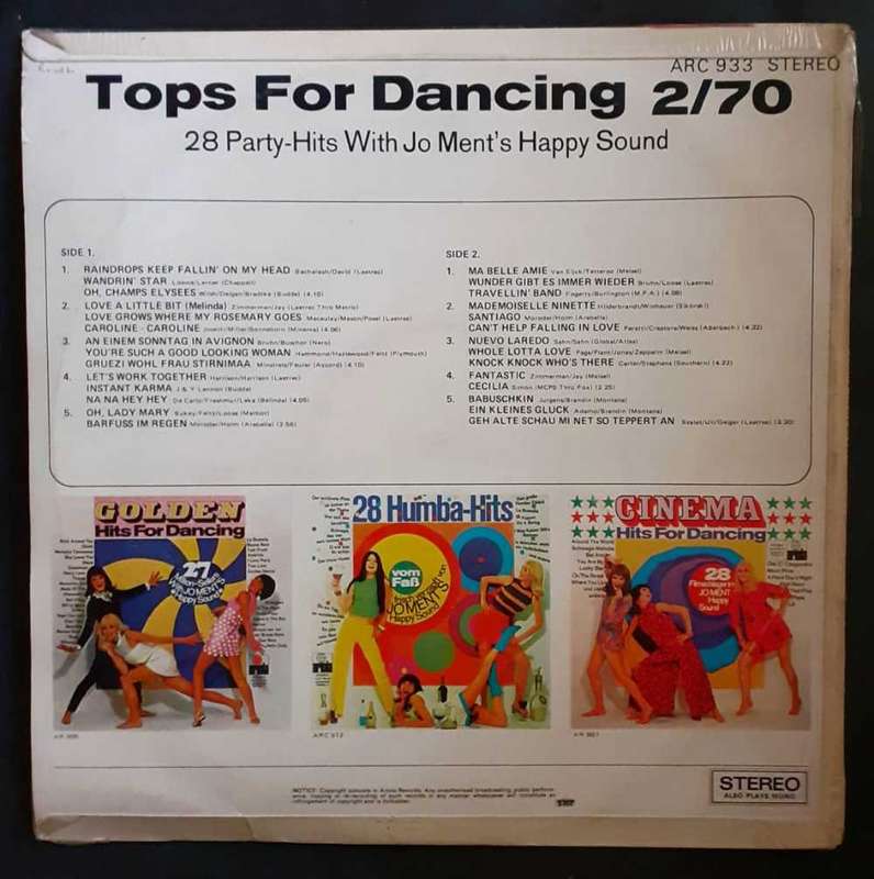 Tops For Dancing 2/70 LP Vinyl Record