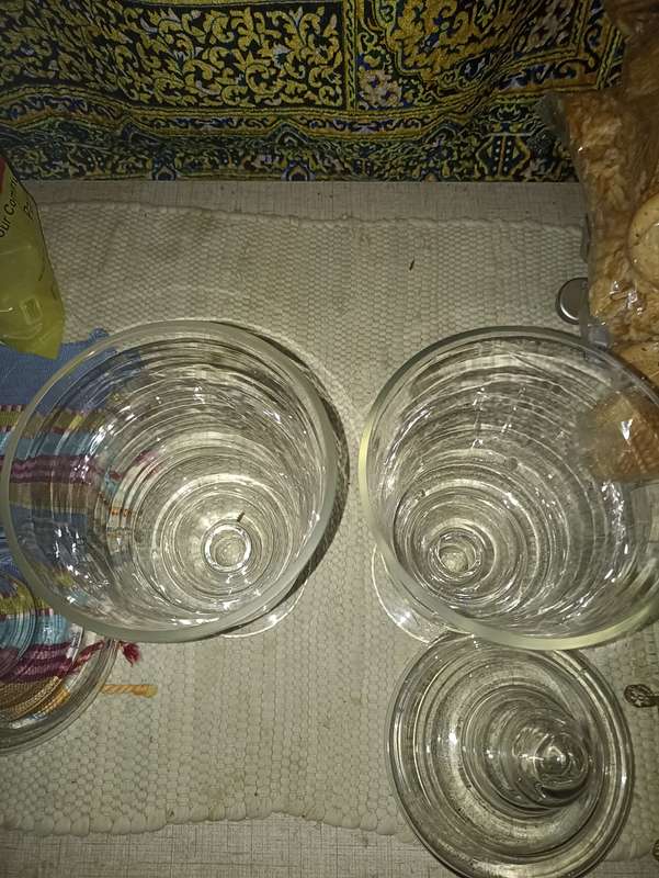 Glass biscuit jars X2