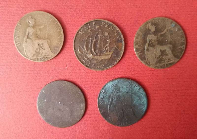 Gb 5x 1/2 old pennies 1896-1952