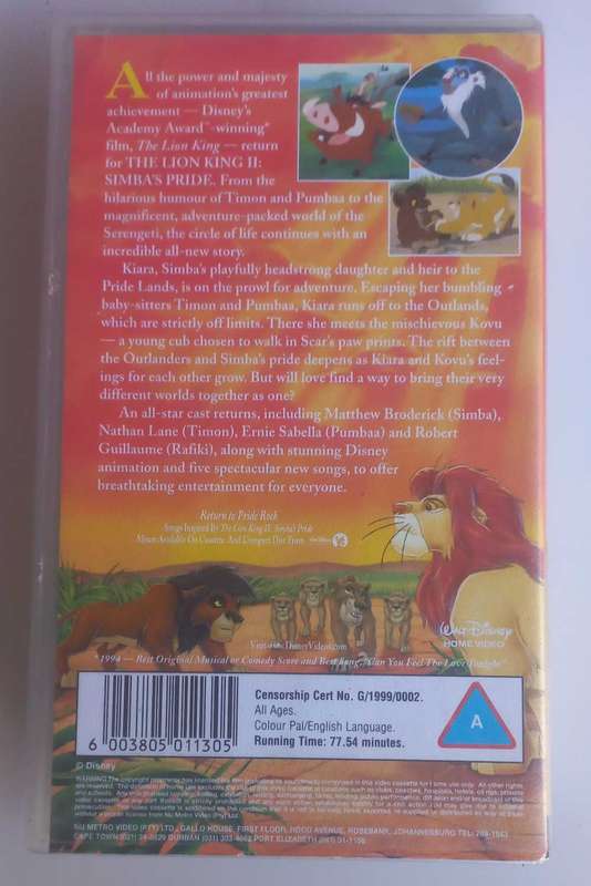 The lion king II Simba`s pride VHS