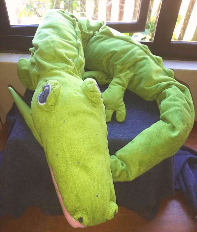 Archie the Alligator toy with a Rattle in his tail. 170cm.