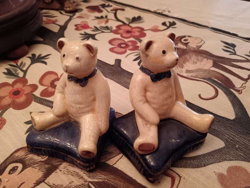 Porcelain Teddy Bear Book- Ends