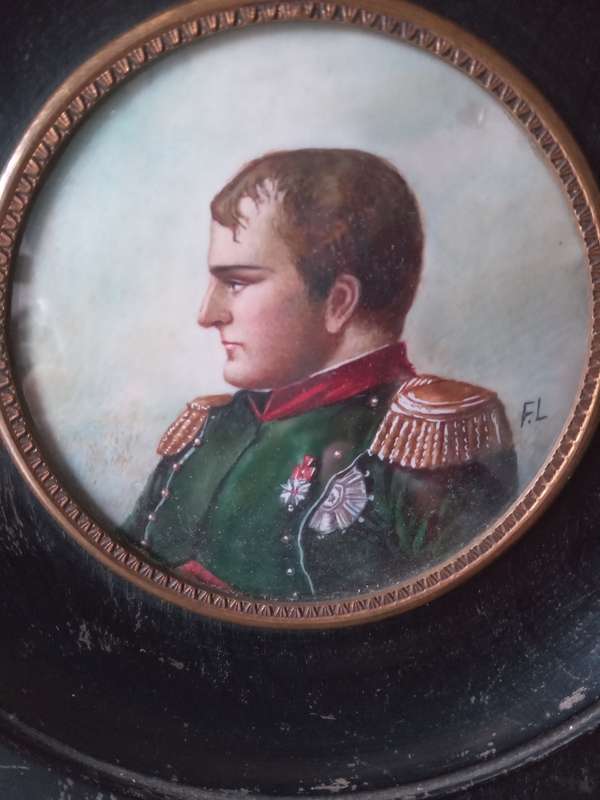 Antique 19thc Miniature Portrait Of Napoleon Bonaparte