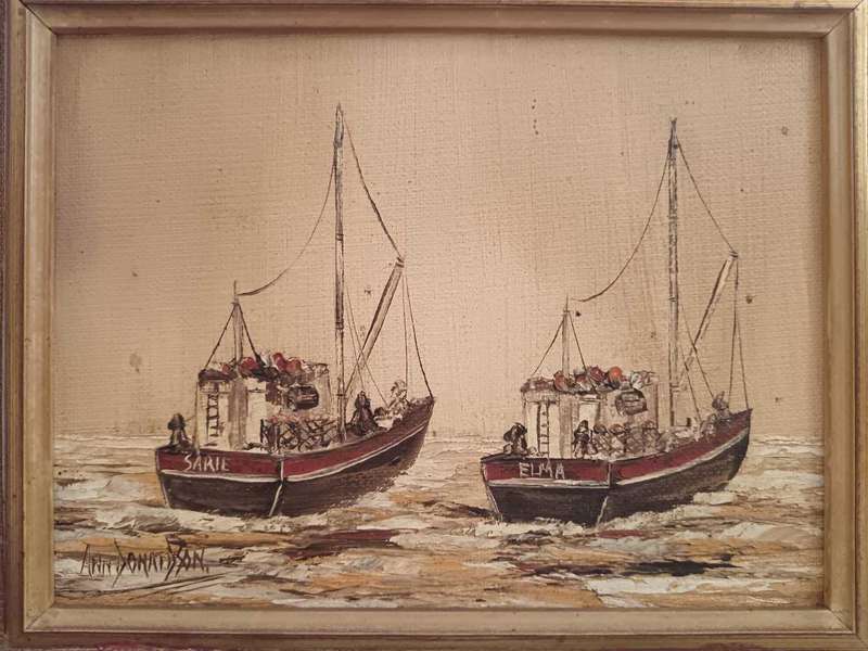 Framed Painting of Fishing Trawler by SA Artist Ann Donaldson