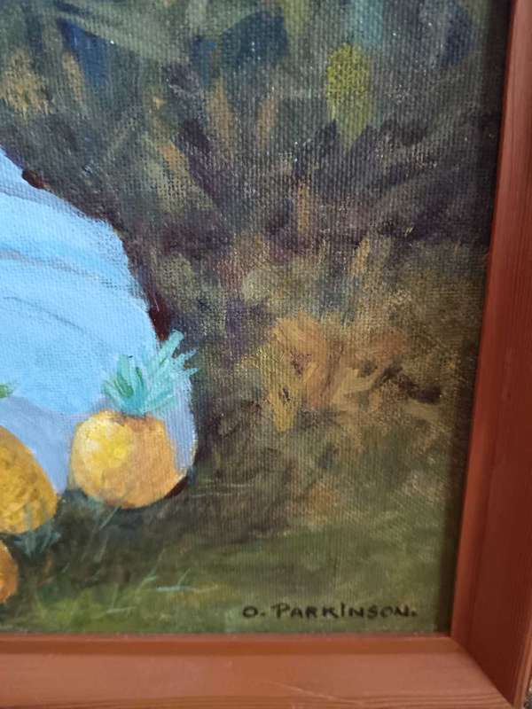 Painting of Pineapple Harvest by Olive Parkinson