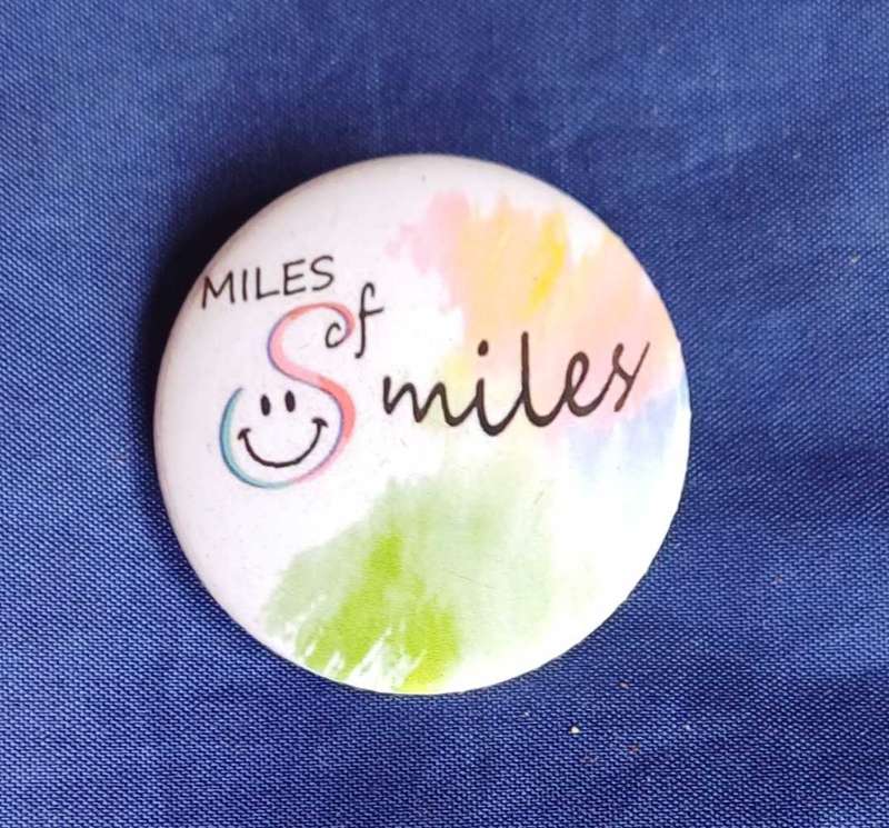 Miles of smiles pinback button badge