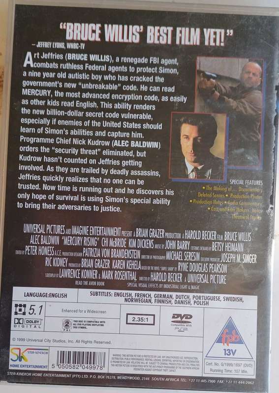 Mercury rising dvd