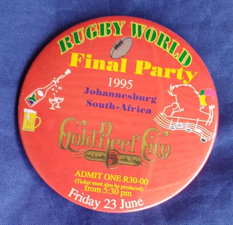 Rugby world final party 1995 button badge
