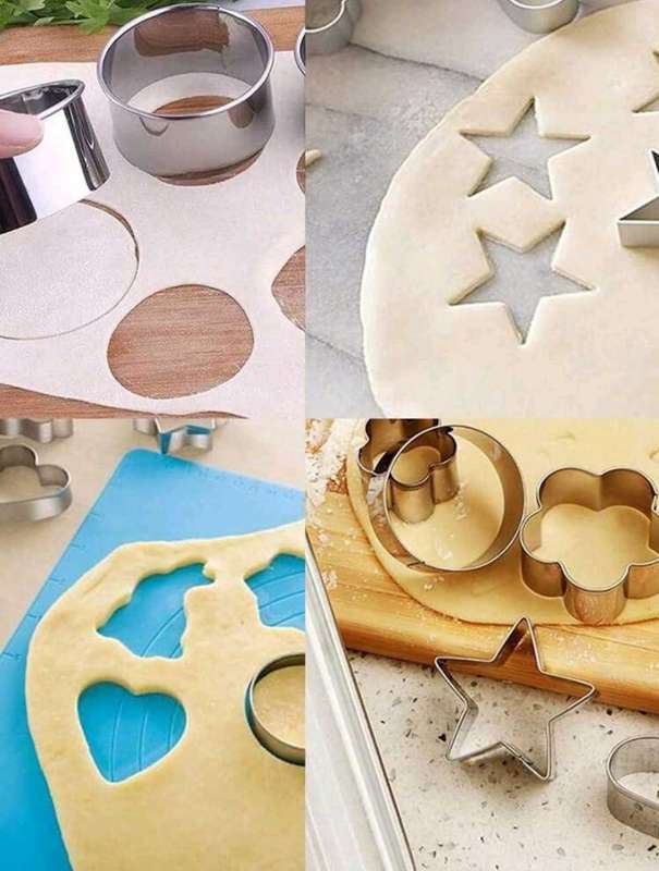 12PCS Cookie Cutter Set  Stainless Steel Flower, Heart, Star Shapes for Baking
