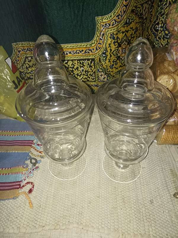 Glass biscuit jars X2