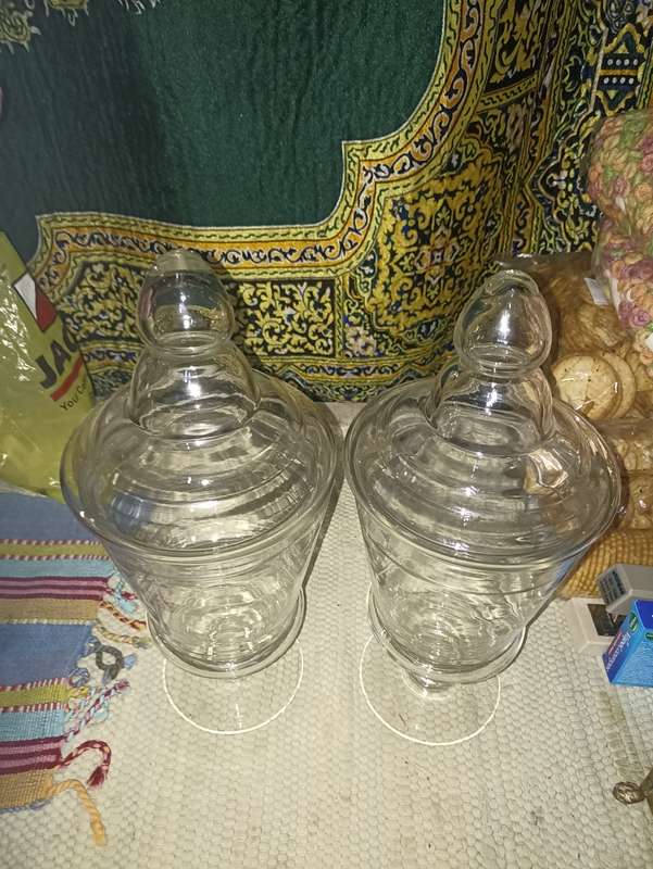 Glass biscuit jars X2