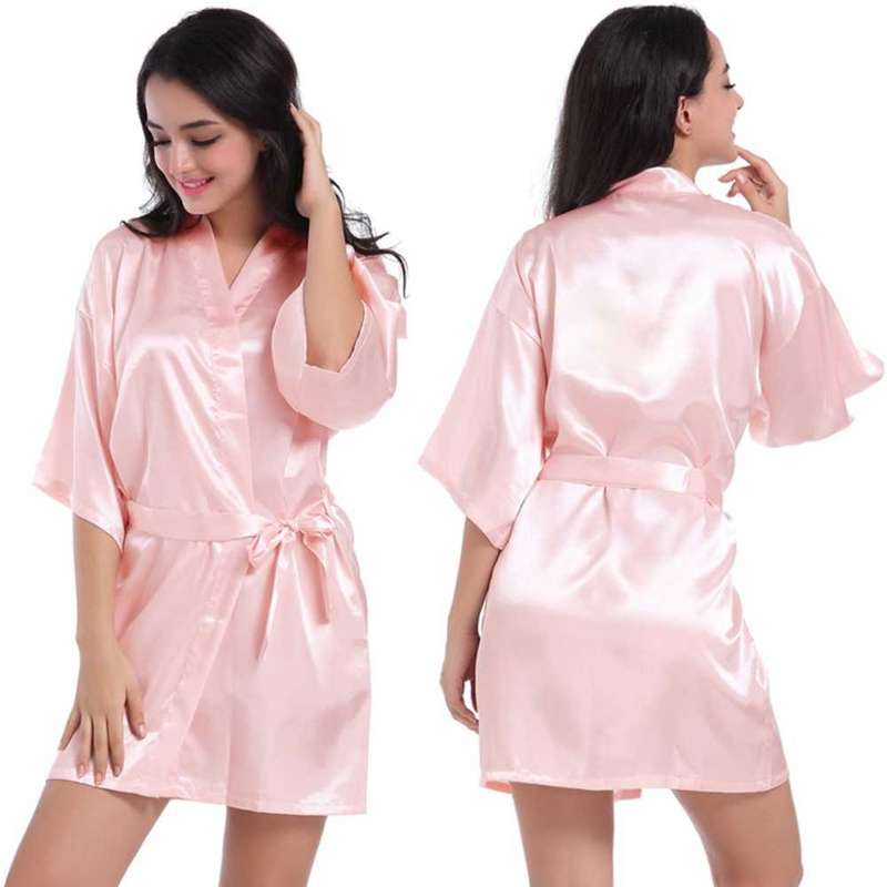 Women Solid Satin Silk robes Gown Wedding Bride robe Bridesmaid Bridal robe