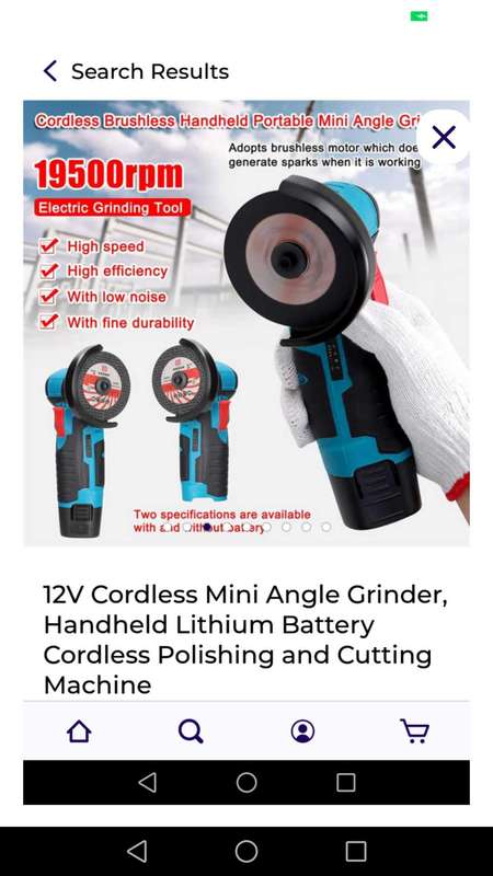 Cordless angle grinder with 2 batteries