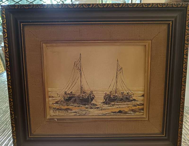 Framed Painting of Fishing Trawler by SA Artist Ann Donaldson
