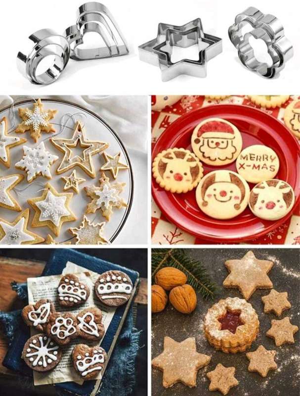 12PCS Cookie Cutter Set  Stainless Steel Flower, Heart, Star Shapes for Baking
