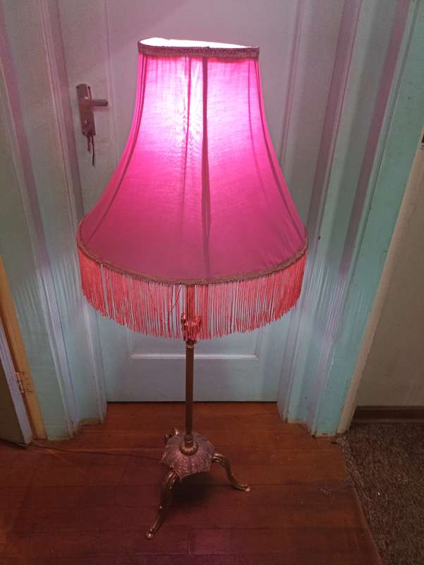 Pink tall lampshade brass stand
