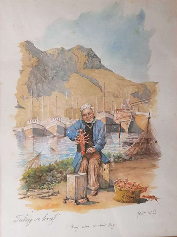 JOHN HALL  Lithograph Kreef Seller at Hout Bay