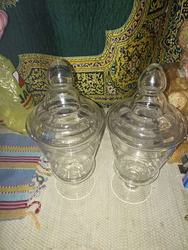 Glass biscuit jars X2