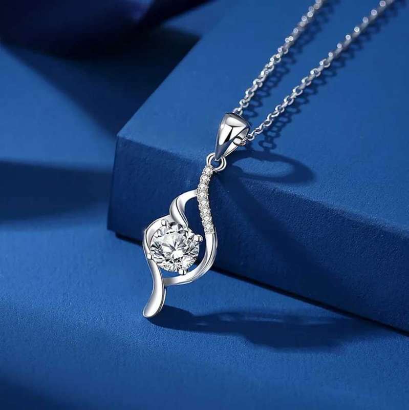 Necklace Sterling Silver GRA Certified Moissanite Diamond 1 Karat Geometric Pendant