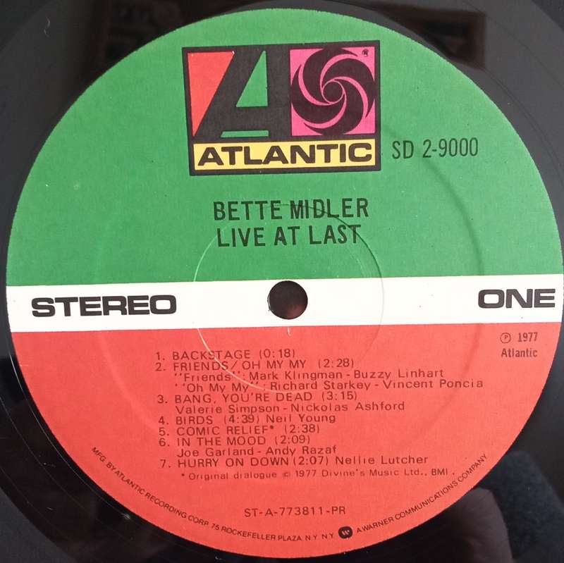 BETTER MIDLER - LIVE AT LAST LP VINYL RECORD. DOUBLE ALBUM.