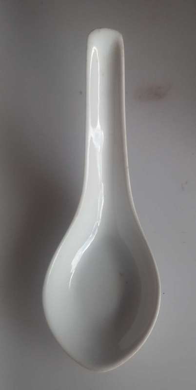White Chinese soup spoon