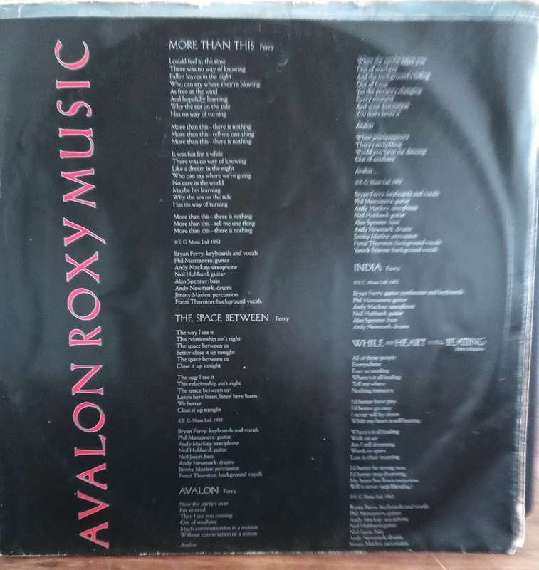 ROXY MUSIC - AVALON LP VINYL RECORD