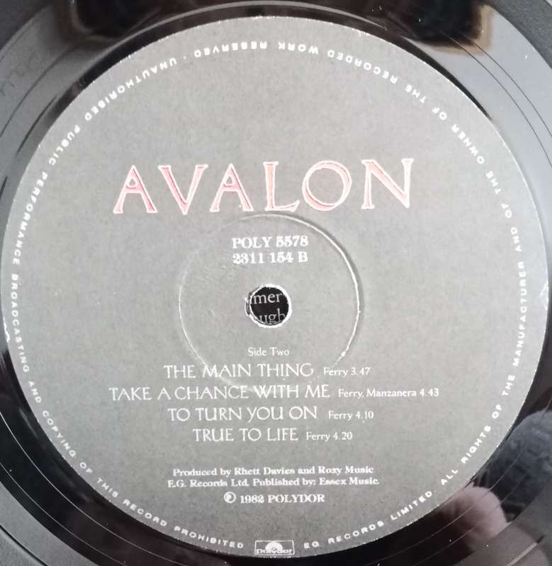 ROXY MUSIC - AVALON LP VINYL RECORD