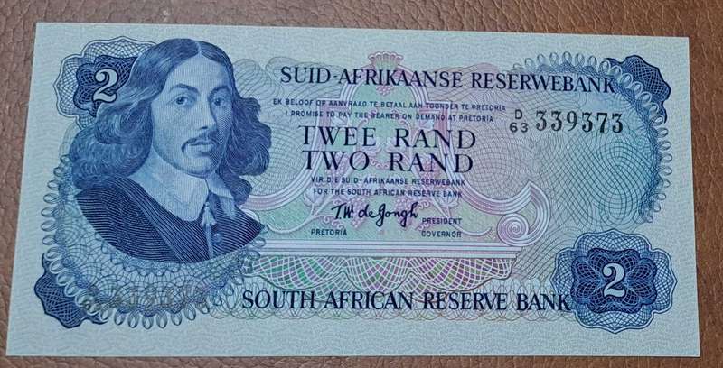 UNC 1974 Twee Rand TW de Jongh ,Superb Uncirculated Banknote D/63 339373