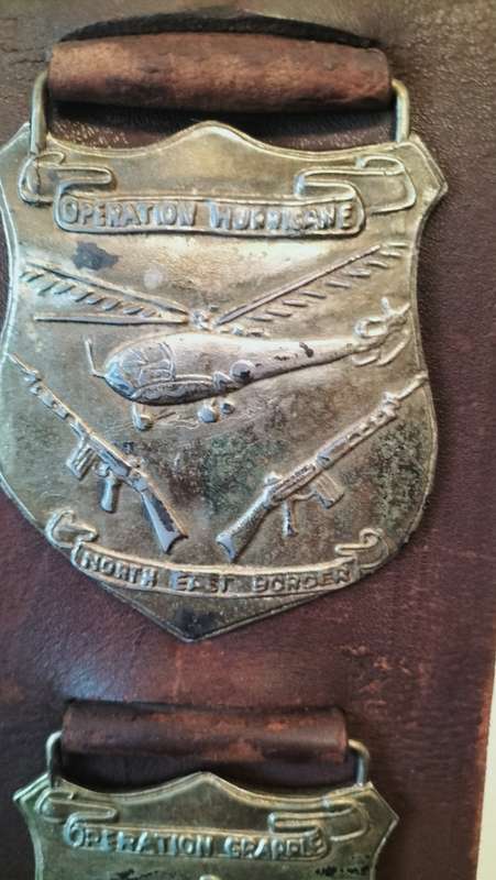 Rhodesian Leather Belt with Brass Military Plaques