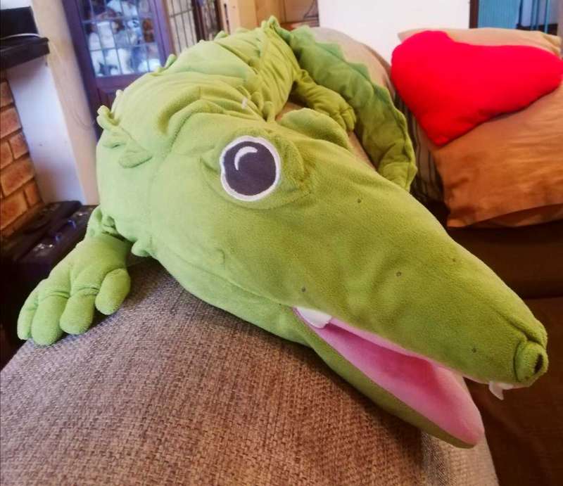 Archie the Alligator toy with a Rattle in his tail. 170cm.
