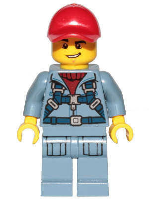 Ocean Mini-Submarine Pilot - Male, Harness, Sand Blue Legs with Pockets - Original Lego Minifigures