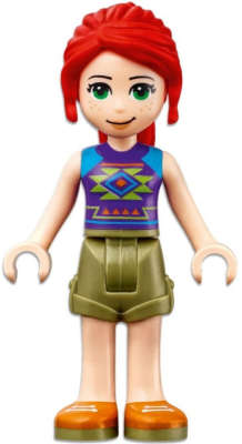 Lego (N) ~ Friends Mia - Olive Green Shorts Dark Purple Top with Diamonds and T~