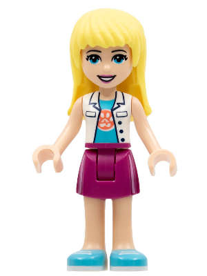 Lego NEW- Friends Stephanie - Magenta Skirt White Top with Paw Print