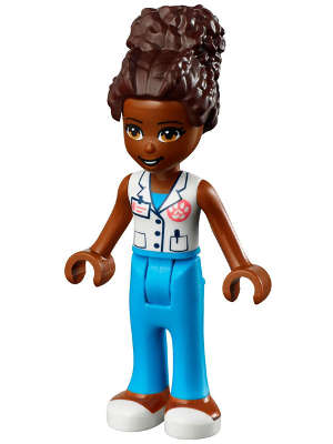 Lego NEW- Friends Nandi - White Vest with Paw Print Dark Azure Trousers