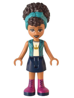 Lego (N) ~ Friends Andrea - Dark Turquoise Jacket over White Top with Crown Dar~