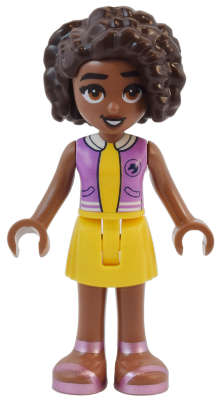 Lego (N) ~ Friends Aliya - Medium Lavender Vest Yellow Skirt Metallic Pink Sand~