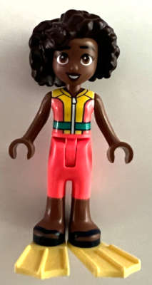 Lego (N) ~ Friends Aliya - Coral and Yellow Sleeveless Wetsuit Dark Turquoise B~