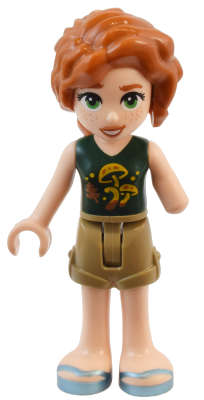 Lego NEW - Friends Autumn - Dark Green Mushroom Top Dark Tan Shorts Metallic Li
