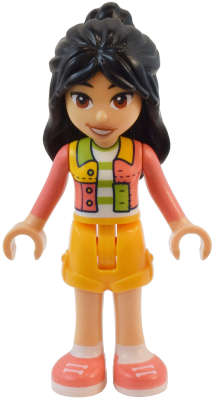 Lego (N) ~ Friends Liann - Coral Jacket Bright Light Orange Shorts Coral Shoes~