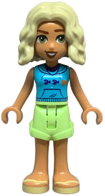 Lego (N) ~ Friends Nova - Medium Azure Sleeveless Hoodie Yellowish Green Shorts~