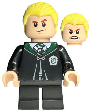 Lego (N) ~ Draco Malfoy - Black Torso Slytherin Robe Black Short Legs~