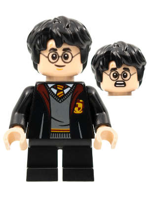 Lego NEW- Harry Potter - Gryffindor Robe Open Black Short Legs Grin / Scared