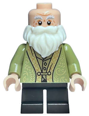 Lego (N) ~ Professor Filius Flitwick - Olive Green Suit Black Short Legs~