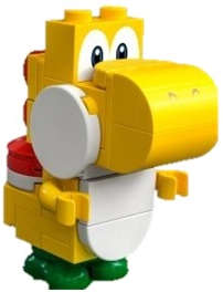 Lego (U) ~ Yellow Yoshi - White Tile Round 1 x 2 Half on Front~