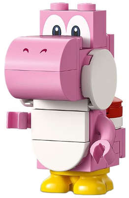 Lego (U) ~ Pink Yoshi - White Tile Round 1 x 2 Half on Front~