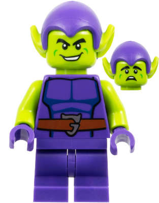 Lego (N) ~ Green Goblin - Lime Skin Dark Purple Outfit Medium Legs~