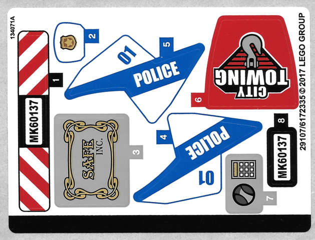 Lego (N) ~ Sticker Sheet for Set 60137 - (29107/6172335)~